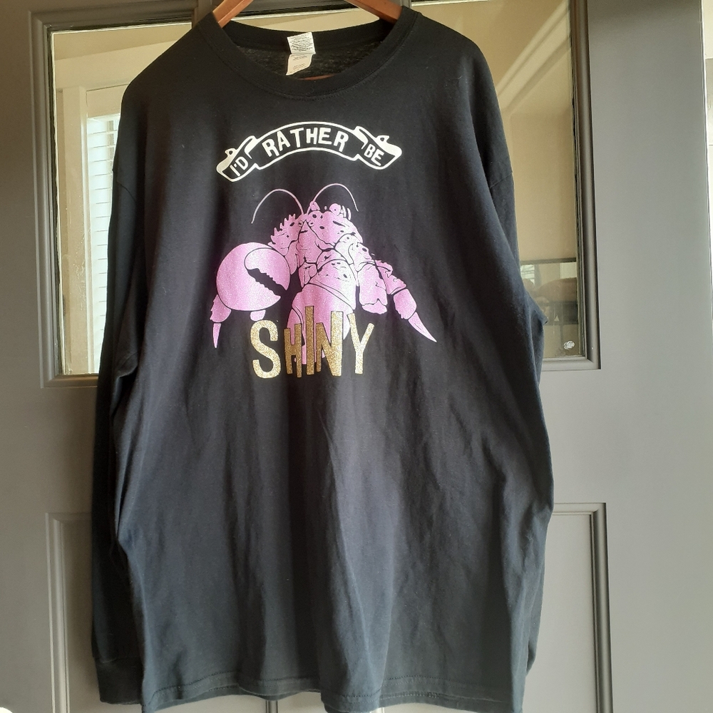 "I'd Rather Be Shiny" Black Long Sleeve Moana Tamatoa Tshirt Size XL